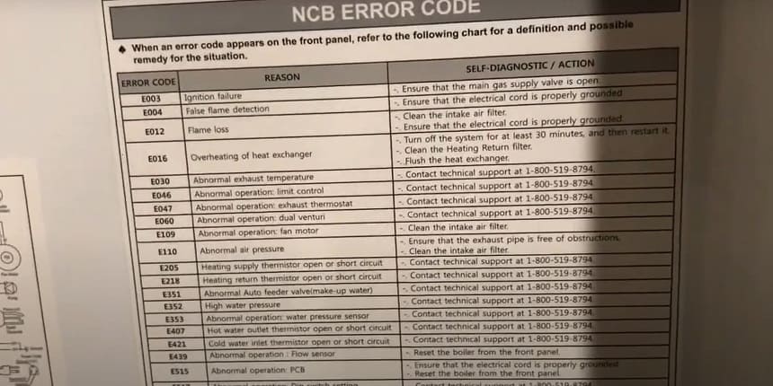 navien troubleshooting code